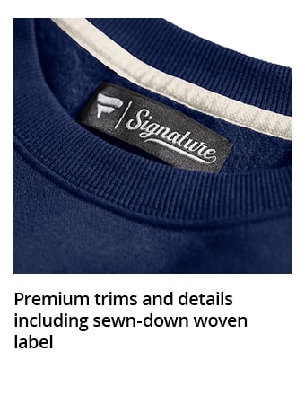 Premium trims and details including sewn-down woven label